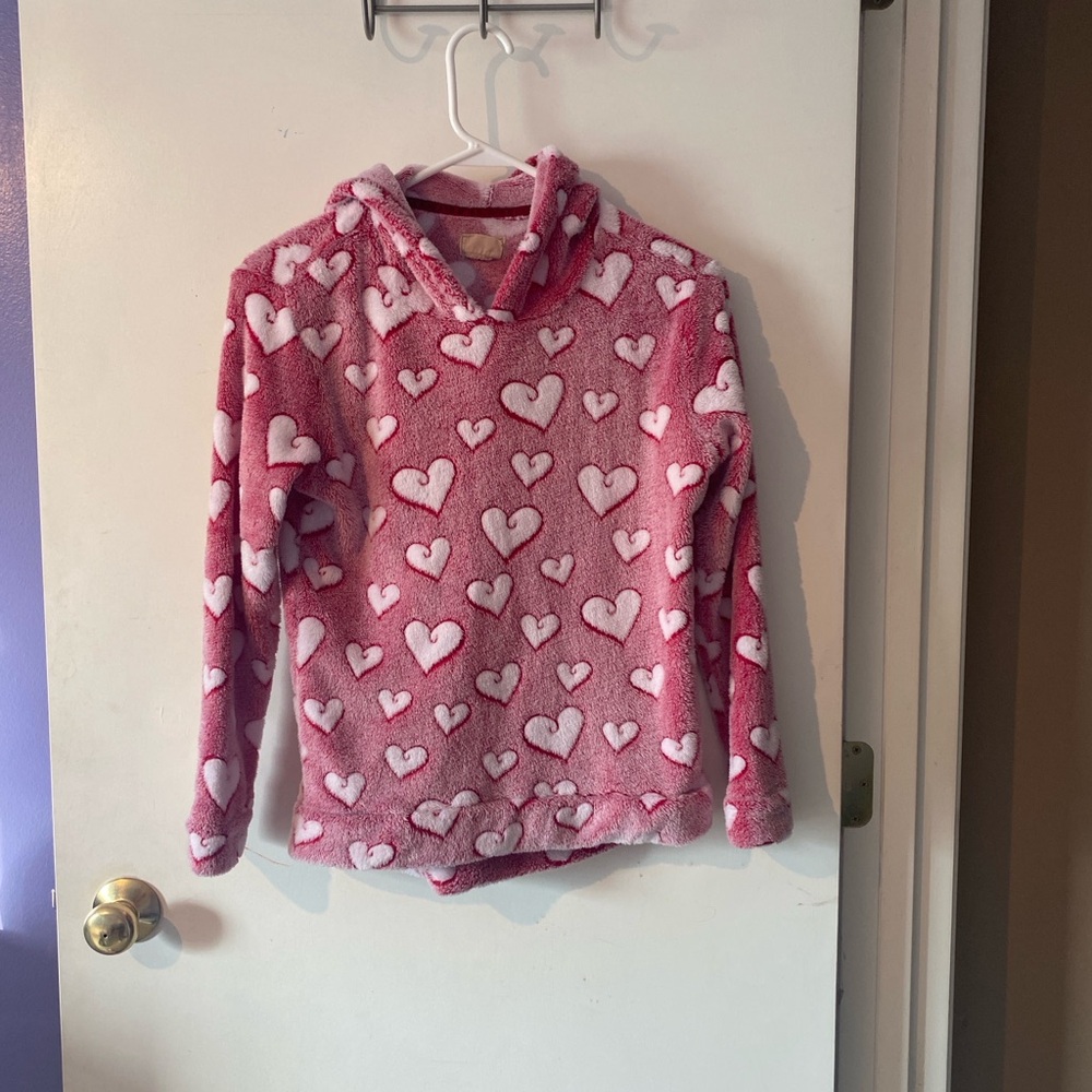 Boston Traders Red and White Fleece Hoodie Girls Size L 12-14